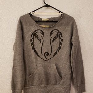 ALTERNATIVE EARTH GRAY SCOOP NECK SWEATSHIRT